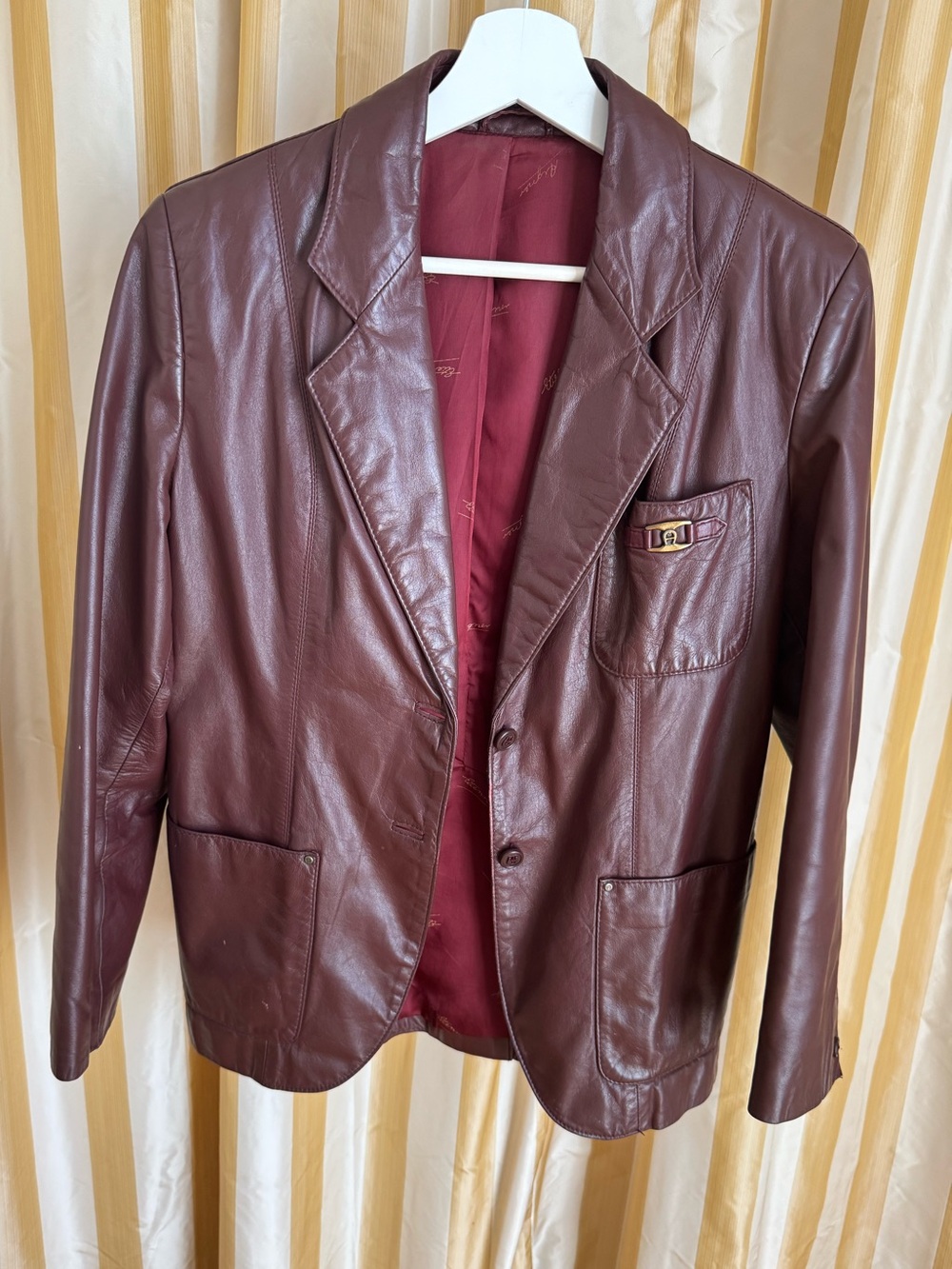 Womens 70’s Etienne Aigner Oxblood Red genuine Leather Jacket SMALL